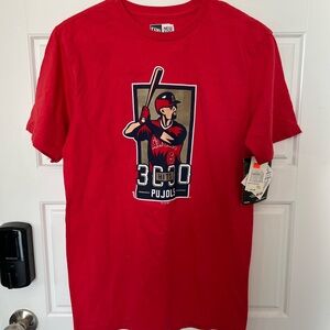 A5-Albert Pujols 3000 Hits T-Shirt Men’s S Red NWT New Era LA Angels MLB Tee